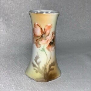Antique Vintage 1915 RS Germany Hand Painted Poppies Ceramic Hatpin Collectible